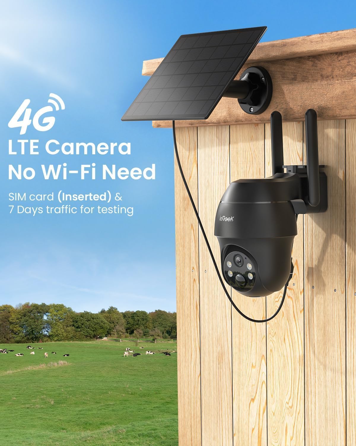 Caméra 4G Solaire ieGeek S11 Noir | Sans WiFi, SIM Incluse – Image 2