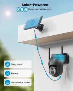 Alternative view of Caméra Surveillance WiFi Solaire 3K 5MP 360° PTZ Noire | ieGeek