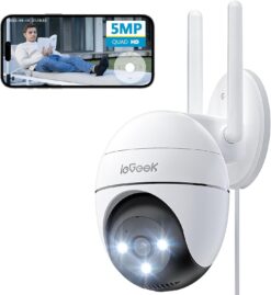 ieGeek ZS-GQ4 Caméra PTZ 360° WiFi 5MP Double Bande Extérieure