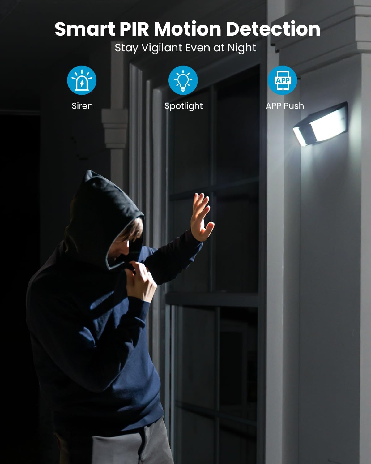 ieGeek S4 Caméra Solaire Murale 2K avec Projecteur 160 Lumens – Image 5