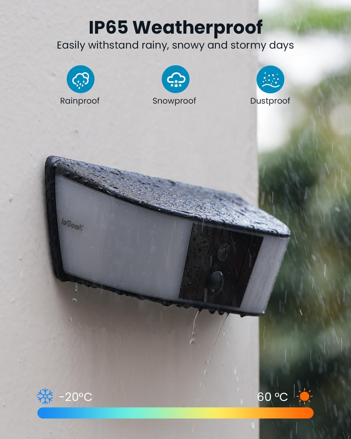 ieGeek S4 Caméra Solaire Murale 2K avec Projecteur 160 Lumens – Image 4