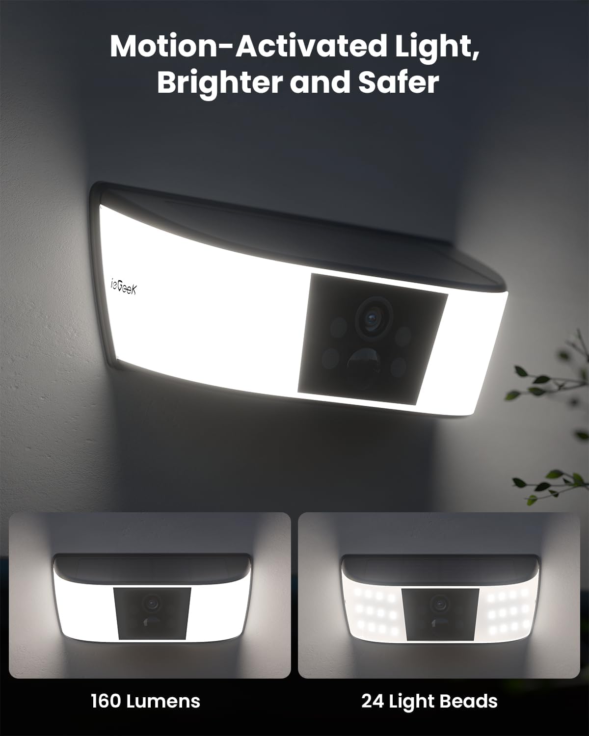 ieGeek S4 Caméra Solaire Murale 2K avec Projecteur 160 Lumens – Image 8