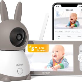 ieGeek Baby 1T – Babyphone Caméra 2K PTZ 360° | Écran 5&Prime;